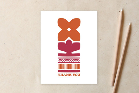 Nordic Orange Flower Thank You Card Non-Customizable Stationery