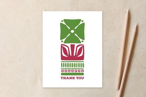 Nordic Green Flower Thank You Card Non-Customizable Stationery