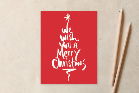 Red Merry Christmas Card Non-Customizable Stationery