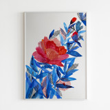 Red Flower Original Watercolor and Ink Painting Original Painting
