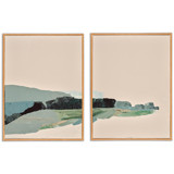 Foggy Beach Diptych (Art Pair) Original Painting