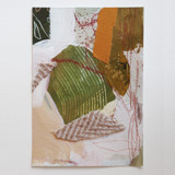 Tucked Between Cliffs , Contemporary Abstract Painting, Textile Abstract Painting, 5x7 on Paper Original Mixed Media