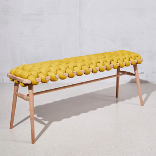 Desert Yellow Vegan Suede Woven Bench 120cm Benches