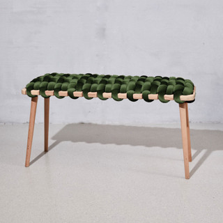 Olive Green Velvet Woven Bench 94CM Benches