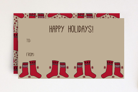 Nordic Holiday Stockings Gift Tag Non-Custom Mini Cards
