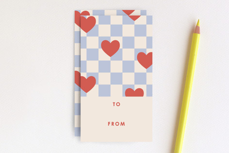 Checkered Hearts Gift Tag Non-Custom Mini Cards