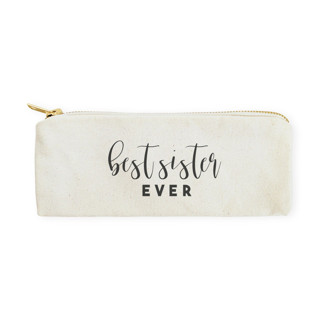 Best Sister Ever Cotton Canvas Pencil Case and Travel Pouch Bridesmaid gifts