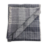 Alloy White Dark Blue Gray Stripes Handwoven Merino Throw Blankets and Throws