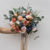 Orange Dusty Blue Bridal Bouquet Bouquets