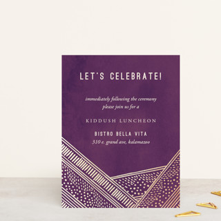Shimmer and Sketch Foil-Pressed Mitzvah Reception Cards