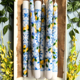 Set of 2 Amalfi Italian Tile and Lemon Taper Candles