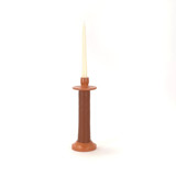 Handcrafted Leather-Wrapped Candle Holder - Moroccan Design - Brown/Tall Candles & Holders