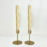 Checkered Taper Candles (White & Beige) Candles & Holders
