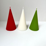 Red, White and Green Christmas Ribbed Candle Trio Set Candles & Holders