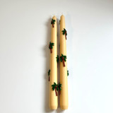 Tan Palm Taper Set Candles & Holders