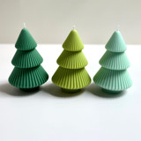 Green Christmas Trees Set of 3 Candles & Holders