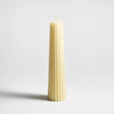 Petite Pillar 100% Beeswax Ribbed Sculptural Candle - Cream Candles & Holders