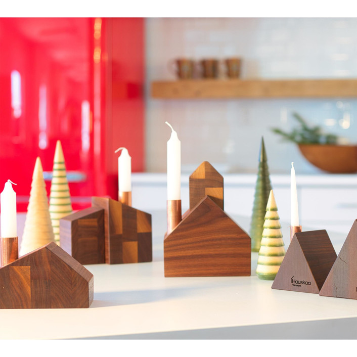 Retro Christmas Village Candles & Holders by Ann Nygard Minted