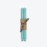 12" Church Taper 100% Beeswax (pair) - Robin's Egg Blue Candles & Holders