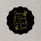 Cheers, cin cin, santé, salud black disposable coasters / Customizable color - Set of 20 Wedding Coasters