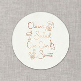 Cheers, cin cin, santé, salud white disposable coasters / Customizable color - Set of 20 Wedding Coasters