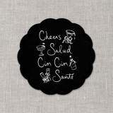 Cheers, cin cin, santé, salud black disposable coasters / Customizable color - Set of 20 Wedding Coasters