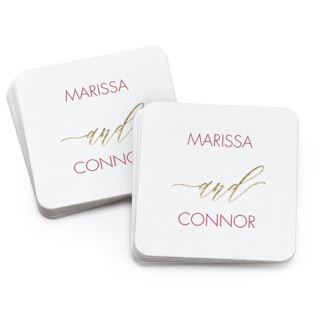 Personalized Burgundy Coaster Wedding Coasters