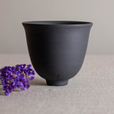 Small Black Porcelain Vessel with Flared Rim Decorative Object