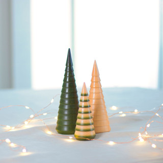 Set of Three Hand-Turned Christmas Trees Decorative Object