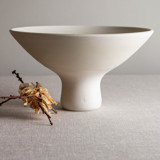 Crystalline White Matte Glazed Pedestal Vessel Decorative Object