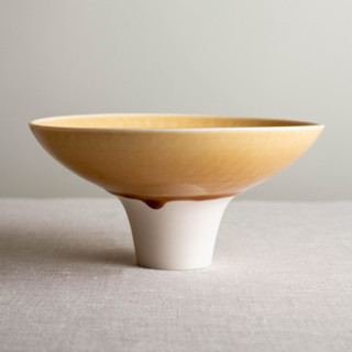 Butterscotch Glazed Pedestal Vessel Decorative Object