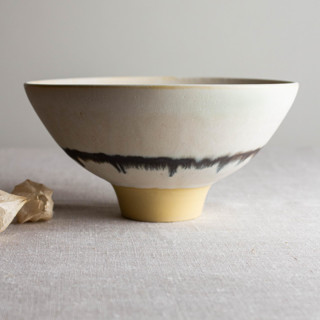 Glazed Yellow Porcelain Vessel with Manganese Lines 8 Decorative Object