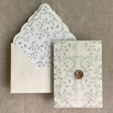 Sage dainty floral vellum wrap for 5x7 card + liner for A7 euro envelope Envelope Liners