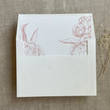 Old rose grand peony floral envelope liner for A7 square flap envelope | pack of 10 Envelope Liners