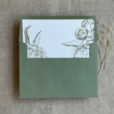 Moss grand peony floral envelope liner for A7 square flap envelope | pack of 10 Envelope Liners