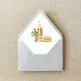 Downtown Miami Florida Watercolor Euroflap Envelope Liner | Set of 10 | For 5x7” invitations Envelope Liners