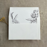 Black Etched grand peony vintage floral envelope liner for A7 square flap envelope | pack of 10 Envelope Liners