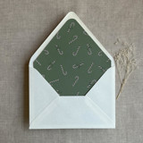 Mid green holiday candy cane printed envelope liner for A7 euro flap envelope  | pack of 10 Envelope Liners