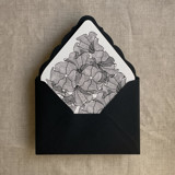 Black ruffled floral lace liner for A7 euro flap envelope | pack of 10 Envelope Liners