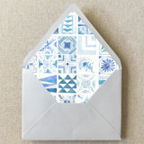 Blue Mexican Mediterranean Tile Envelope Liner | Set of 10 | For 5x7” Invitations Envelope Liners