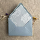 White ink print hydrangea floral printed liner for A7 euro flap envelope | pack of 10 Envelope Liners