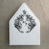 Black French  floral lace envelope liner for A7 euro flap envelope | pack of 10 Envelope Liners