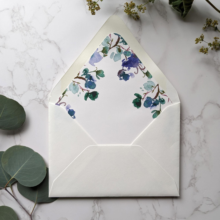 Sweet Pea Watercolor Envelope Liner Set of 10 Envelope Liners by