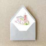 Tokyo Japan Watercolor Euroflap Envelope Liner | Set of 10 | For 5x7” invitations Envelope Liners