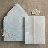 White hydrangea vellum wrap for 5x7 card + liner for A7 euro envelope | Set of 10 Envelope Liners