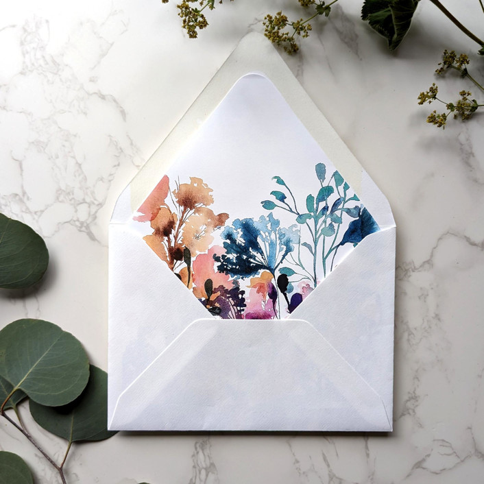 Garden Watercolor Envelope Liner Set of 10 Envelope Liners by