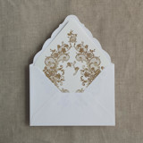 French rose lace gold envelope liner for A7 euro flap envelope | pack of 10 Envelope Liners