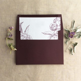 Mulberry Etched grand peony vintage floral printed envelope liner for A7 square flap envelope | pack of 10 Envelope Liners