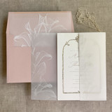 White calla lily vellum wrap for 5x7 card + liner for A7 square envelope Envelope Liners