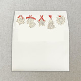 Red and White Christmas Ornaments Square Envelope Liner | Set of 10 Envelope Liners